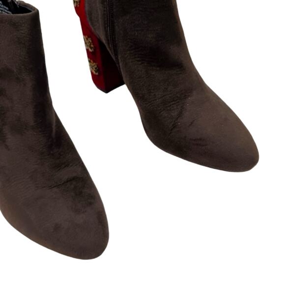 Faryl Roen Ankle Boots Sz 8.5 Maroon Colorblock Jeweled Cowgirl Boho Patchwork - Picture 12 of 16